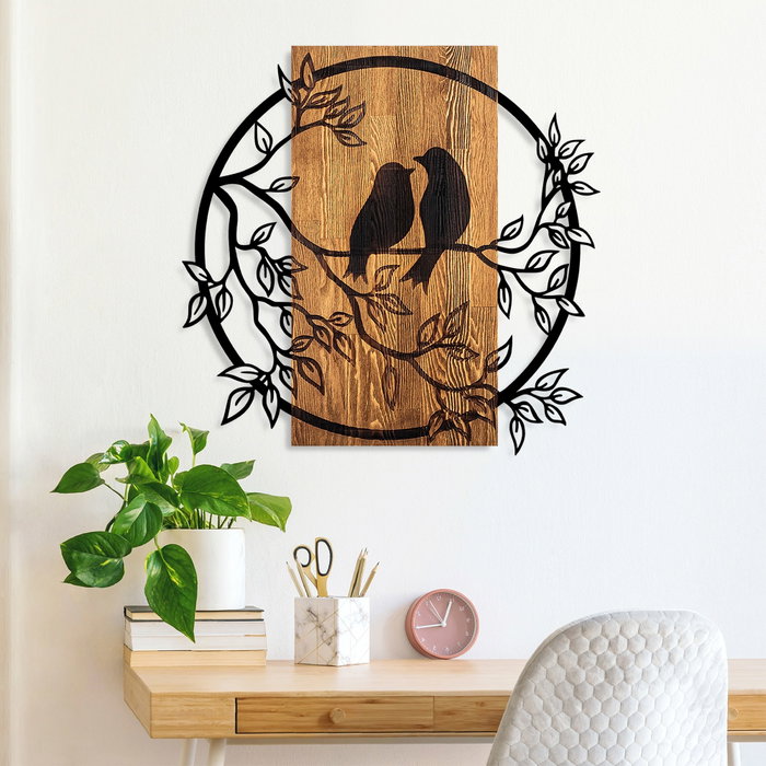 Wallity Couple Birds Escultura de Pared en Nogal y Negro Wallity Couple Birds Escultura de Pared en Nogal y Negro